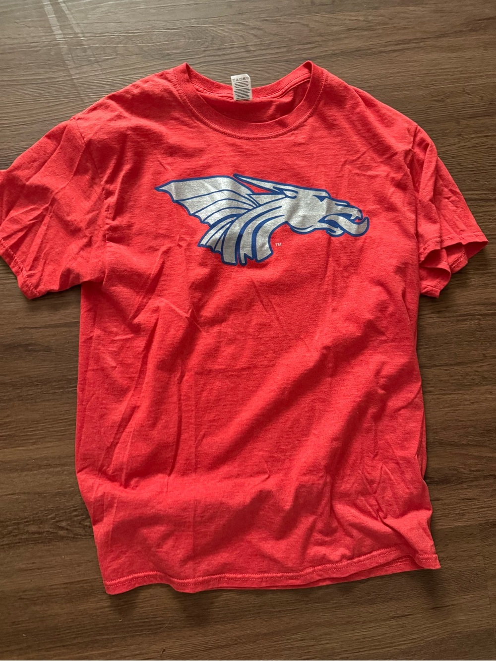 Fruit of the Loom Red Short‑Sleeve Tee with Silver Winged Logo